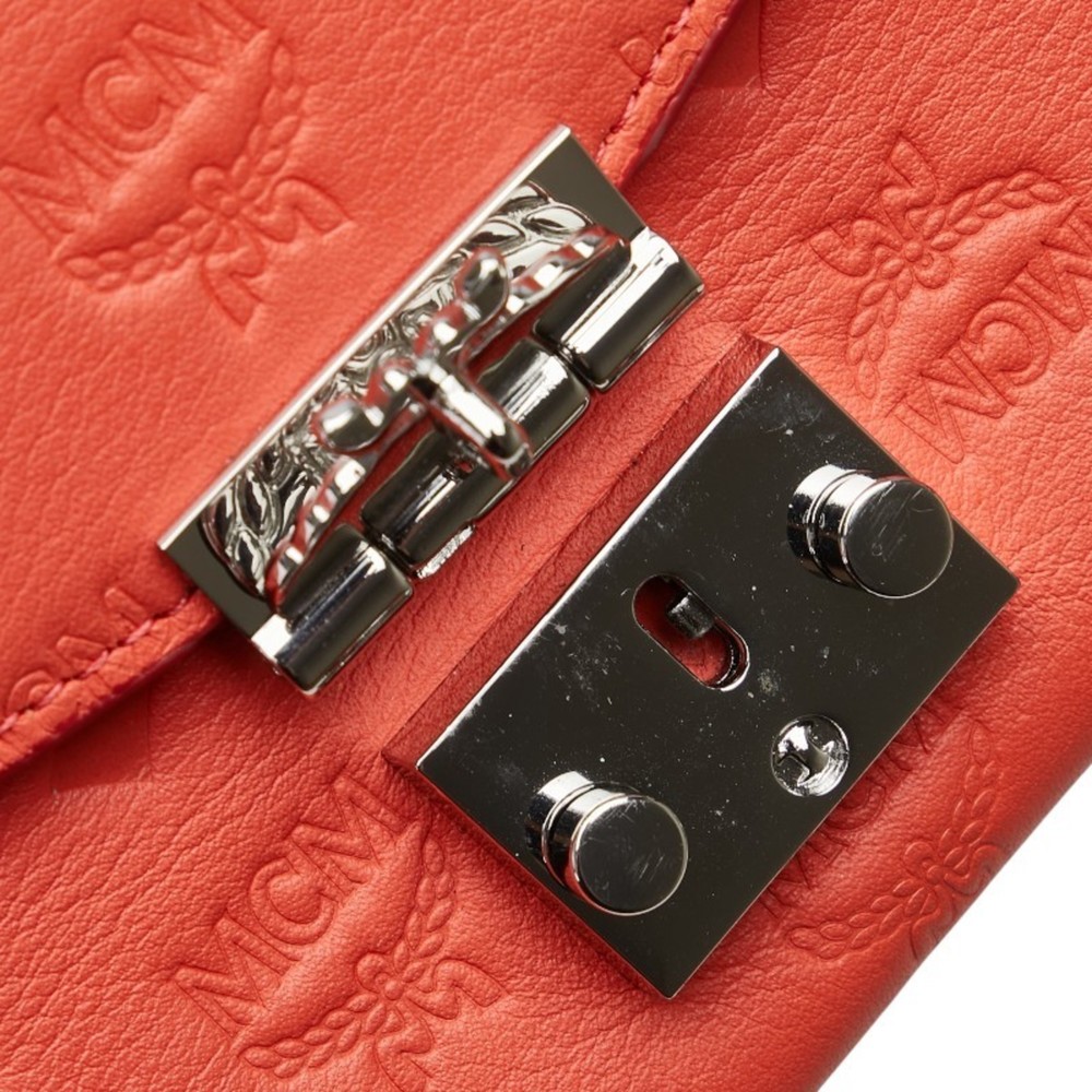 MCM Visetos Chain Wallet, Red Leather, Women's - Picture 8 of 10